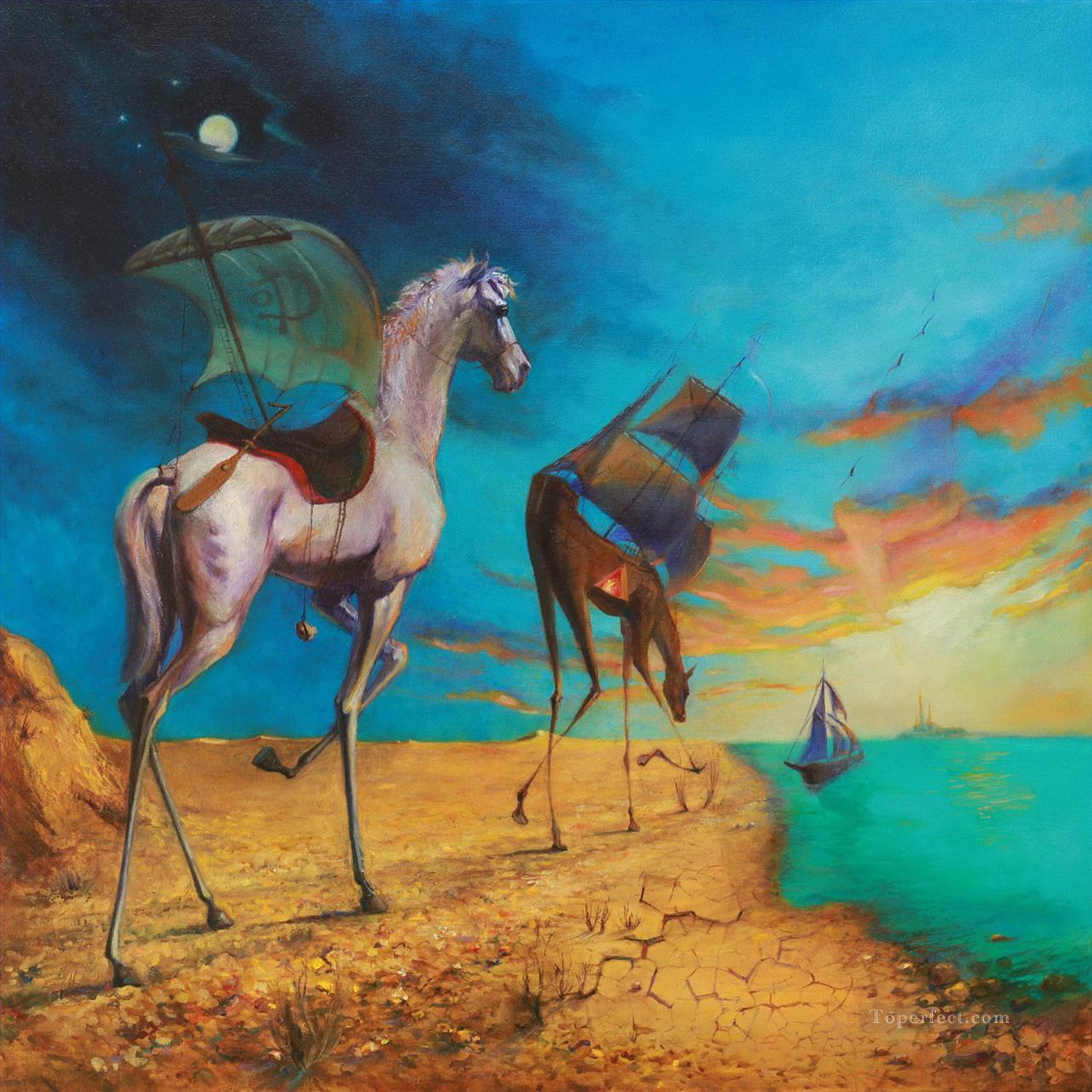 Surrealismus Pferd zum Meer Ölgemälde